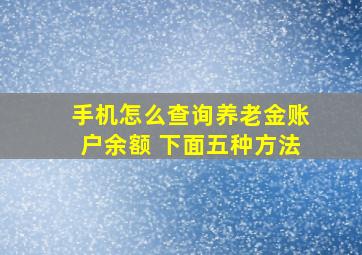 手机怎么查询养老金账户余额 下面五种方法